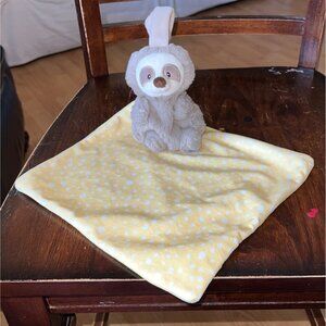 Soft Plush Sloth Lovey Blanket With Yellow Polka Dot Design Babies Baby Gund